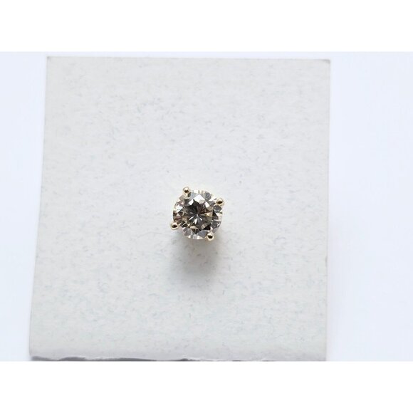 Single 14K Solid Yellow Gold Designer Round Diamond Screw Back Stud Earring